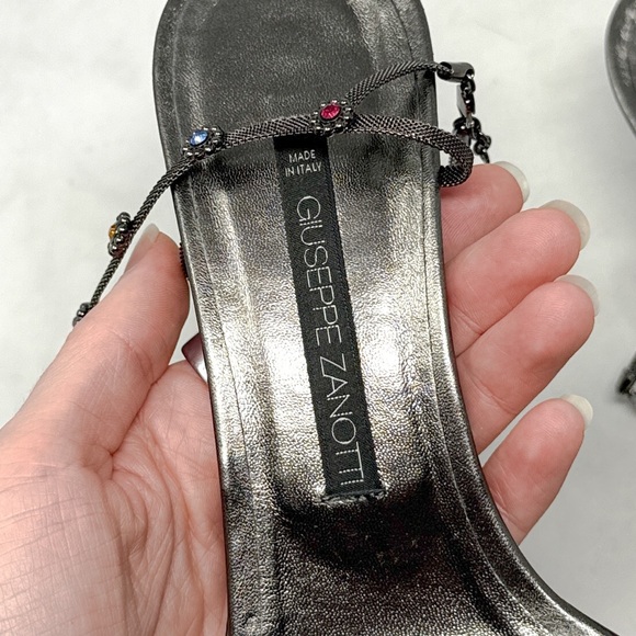 Giuseppe Zanotti Vicini Vintage 90s Y2K Mesh Chain Minimalist Kitten Sandal Heel - Picture 7 of 15